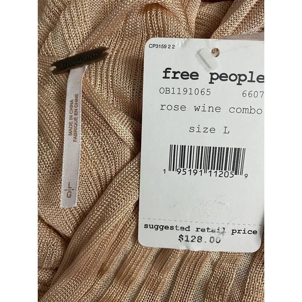 FREE PEOPLE Womens Orange Long Sleeve Surplice Neckline Top Size L A002083 - Picture 6 of 6